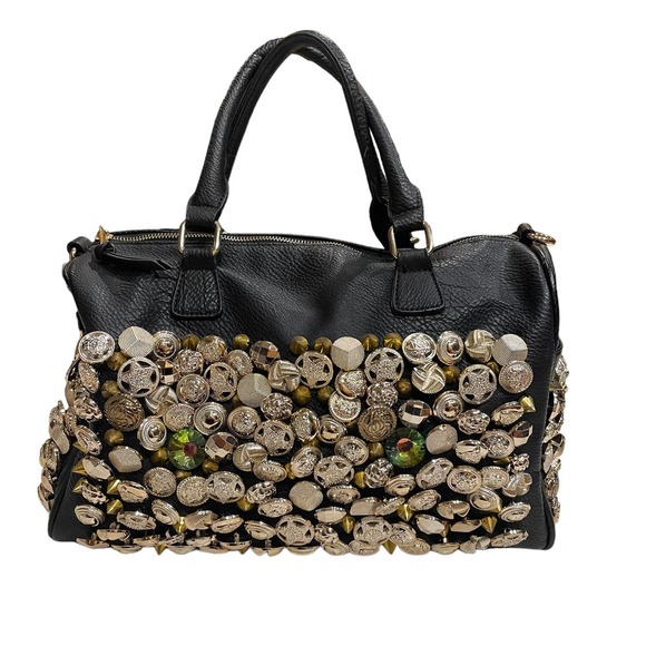 Traci Lynn Studded Leather Two Handle Hand Bag - Large Size - Picture 1 of 11